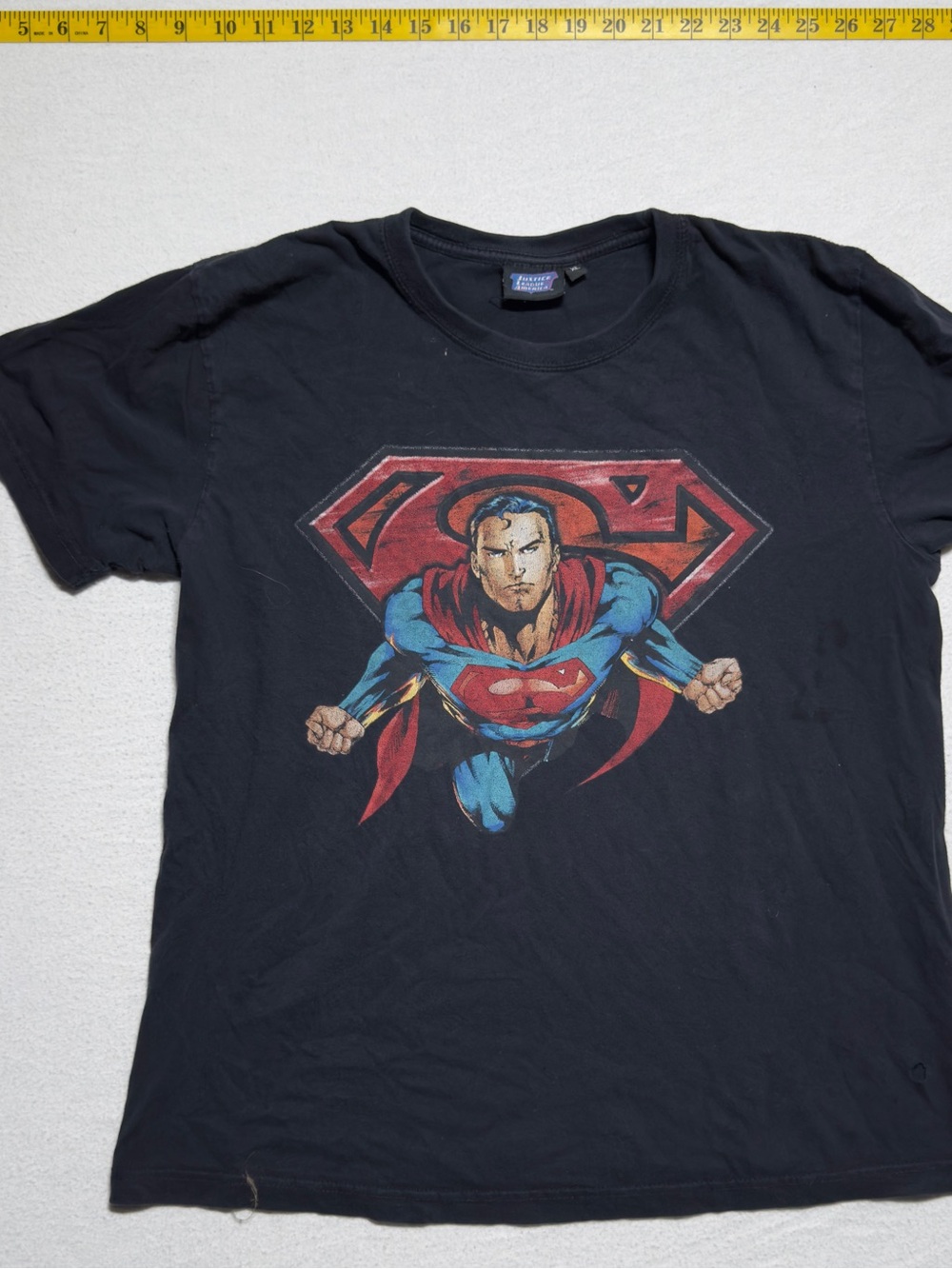 Justice Black Superman Graphic Tee with Red & Blue Art